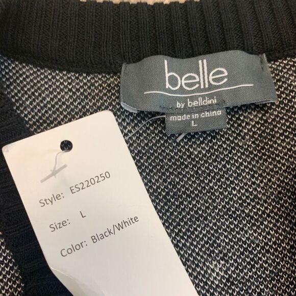 BELLE By Belldini Black white polkadot knit tank top sweater Sz L NWT ￼ - Picture 9 of 12